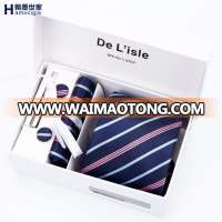 High Quality Polyester Necktie Hanky Cufflinks Match Gift Tie Sets