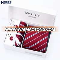 High Quality Polyester Necktie Hanky Cufflinks Match Gift Tie Sets