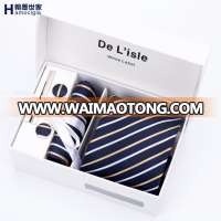 High Quality Polyester Necktie Hanky Cufflinks Match Gift Tie Sets