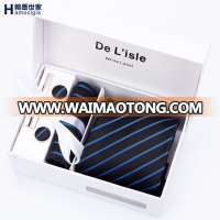 High Quality Polyester Necktie Hanky Cufflinks Match Gift Tie Sets